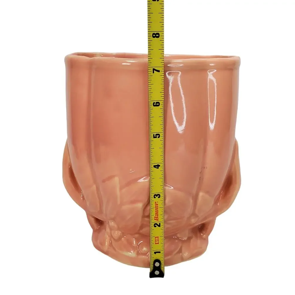 McCoy Pottery Vase Leaves and Berries Pink 7.25